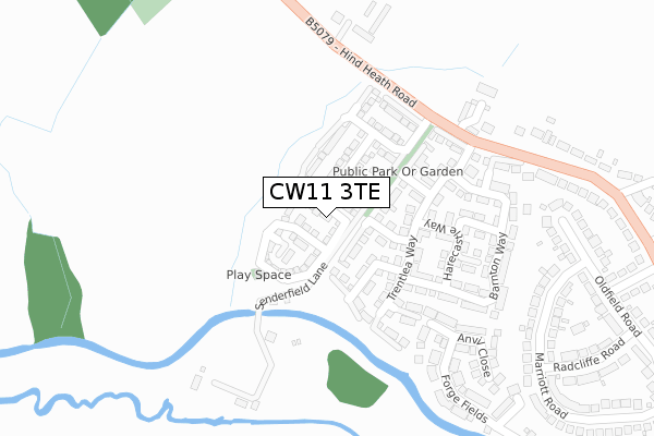 CW11 3TE map - large scale - OS Open Zoomstack (Ordnance Survey)