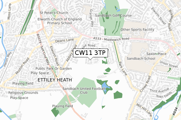 CW11 3TP map - small scale - OS Open Zoomstack (Ordnance Survey)