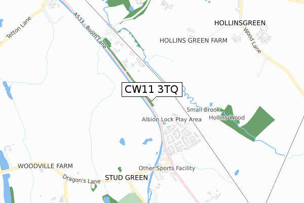 CW11 3TQ map - small scale - OS Open Zoomstack (Ordnance Survey)