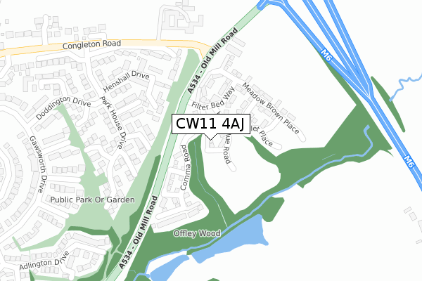 CW11 4AJ map - large scale - OS Open Zoomstack (Ordnance Survey)