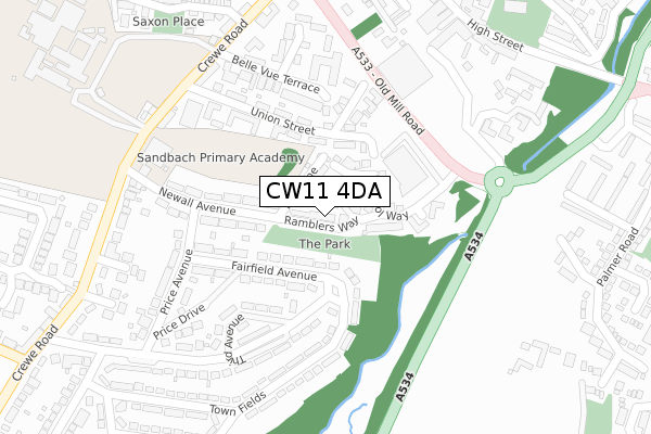 CW11 4DA map - large scale - OS Open Zoomstack (Ordnance Survey)