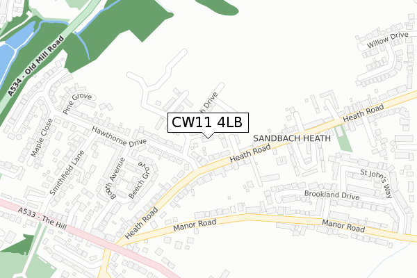 CW11 4LB map - large scale - OS Open Zoomstack (Ordnance Survey)