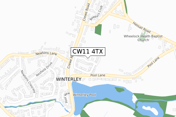 CW11 4TX map - large scale - OS Open Zoomstack (Ordnance Survey)