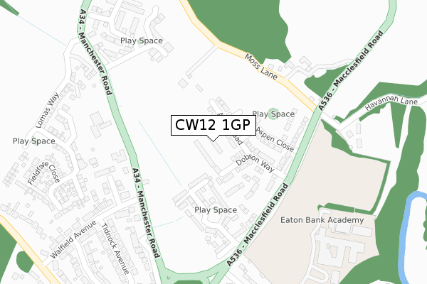 CW12 1GP map - large scale - OS Open Zoomstack (Ordnance Survey)