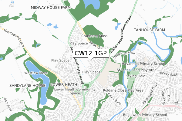 CW12 1GP map - small scale - OS Open Zoomstack (Ordnance Survey)