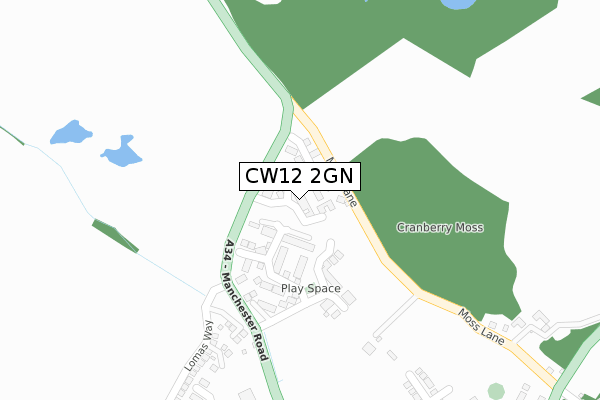 CW12 2GN map - large scale - OS Open Zoomstack (Ordnance Survey)