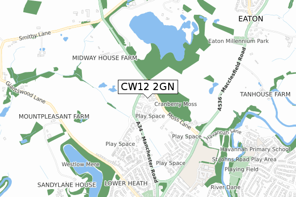 CW12 2GN map - small scale - OS Open Zoomstack (Ordnance Survey)