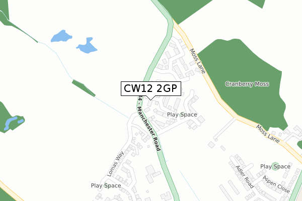 CW12 2GP map - large scale - OS Open Zoomstack (Ordnance Survey)