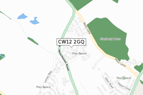 CW12 2GQ map - large scale - OS Open Zoomstack (Ordnance Survey)