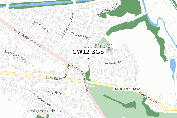 CW12 3GS map - large scale - OS Open Zoomstack (Ordnance Survey)