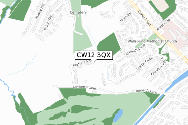 CW12 3QX map - large scale - OS Open Zoomstack (Ordnance Survey)