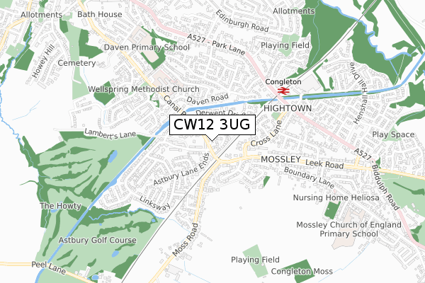 CW12 3UG map - small scale - OS Open Zoomstack (Ordnance Survey)