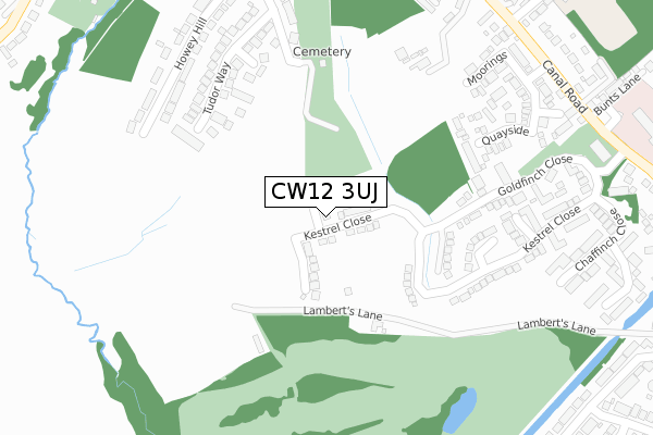 CW12 3UJ map - large scale - OS Open Zoomstack (Ordnance Survey)