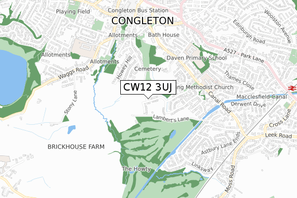 CW12 3UJ map - small scale - OS Open Zoomstack (Ordnance Survey)