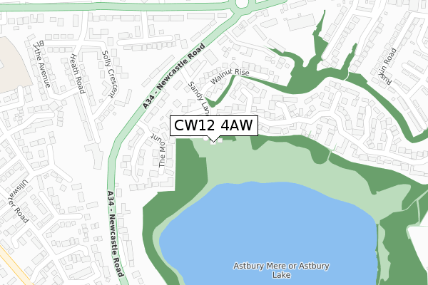 CW12 4AW map - large scale - OS Open Zoomstack (Ordnance Survey)