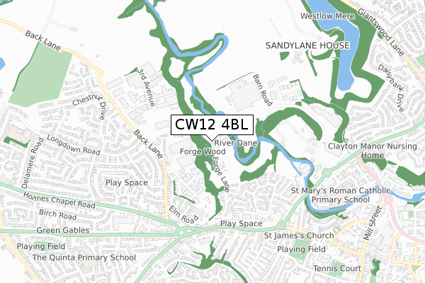 CW12 4BL map - small scale - OS Open Zoomstack (Ordnance Survey)