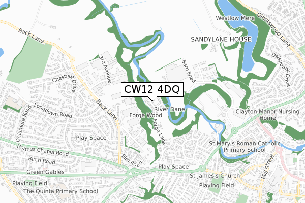 CW12 4DQ map - small scale - OS Open Zoomstack (Ordnance Survey)