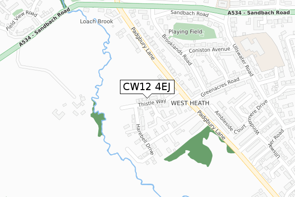 CW12 4EJ map - large scale - OS Open Zoomstack (Ordnance Survey)