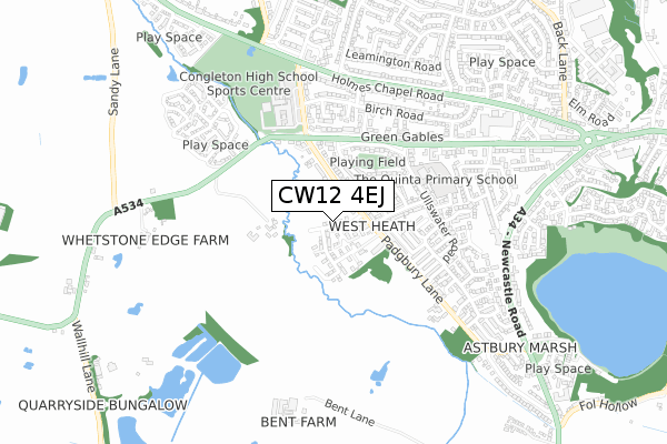 CW12 4EJ map - small scale - OS Open Zoomstack (Ordnance Survey)