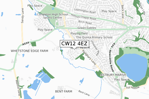 CW12 4EZ map - small scale - OS Open Zoomstack (Ordnance Survey)