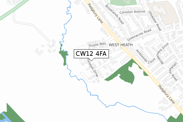 CW12 4FA map - large scale - OS Open Zoomstack (Ordnance Survey)