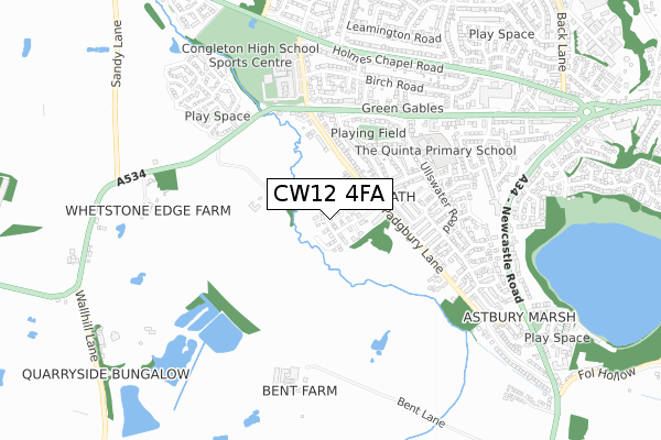 CW12 4FA map - small scale - OS Open Zoomstack (Ordnance Survey)