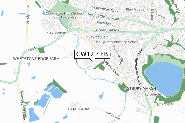 CW12 4FB map - small scale - OS Open Zoomstack (Ordnance Survey)