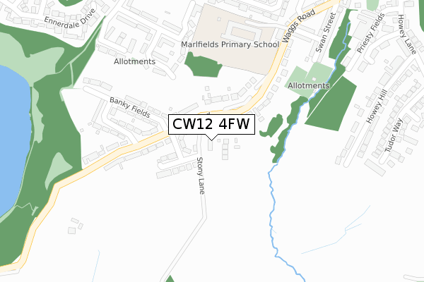 CW12 4FW map - large scale - OS Open Zoomstack (Ordnance Survey)