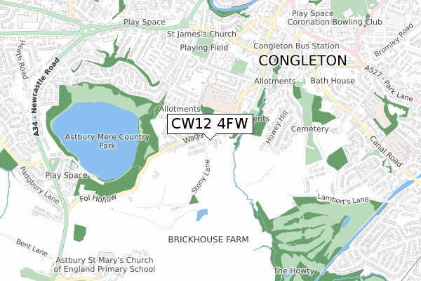 CW12 4FW map - small scale - OS Open Zoomstack (Ordnance Survey)