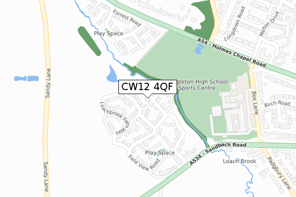 CW12 4QF map - large scale - OS Open Zoomstack (Ordnance Survey)