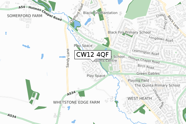 CW12 4QF map - small scale - OS Open Zoomstack (Ordnance Survey)