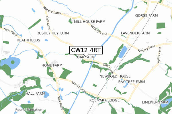 CW12 4RT map - small scale - OS Open Zoomstack (Ordnance Survey)