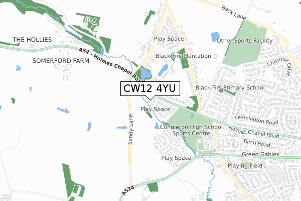 CW12 4YU map - small scale - OS Open Zoomstack (Ordnance Survey)