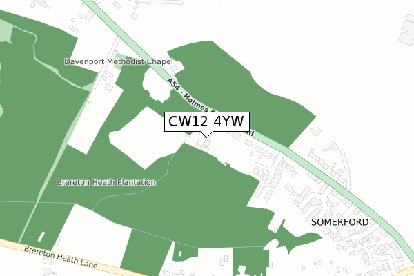 CW12 4YW map - large scale - OS Open Zoomstack (Ordnance Survey)