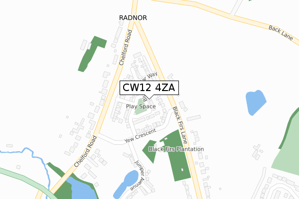 CW12 4ZA map - large scale - OS Open Zoomstack (Ordnance Survey)