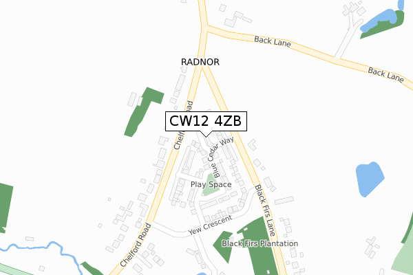 CW12 4ZB map - large scale - OS Open Zoomstack (Ordnance Survey)