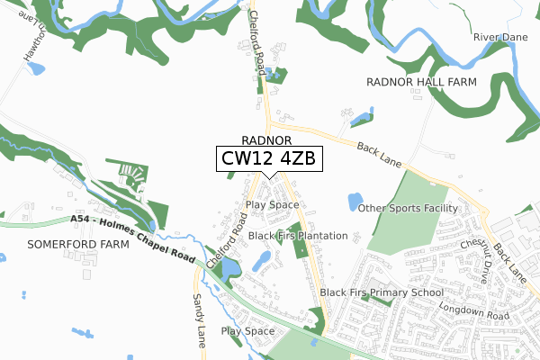 CW12 4ZB map - small scale - OS Open Zoomstack (Ordnance Survey)