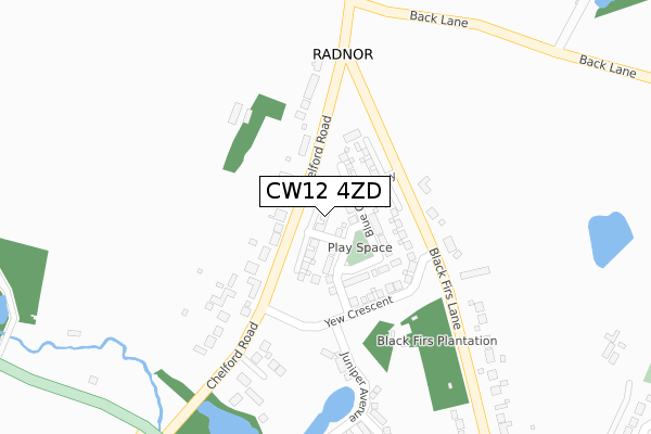 CW12 4ZD map - large scale - OS Open Zoomstack (Ordnance Survey)