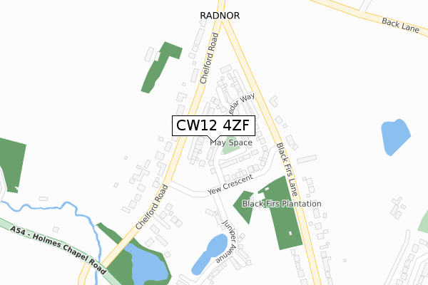 CW12 4ZF map - large scale - OS Open Zoomstack (Ordnance Survey)