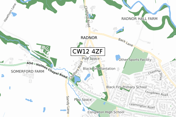 CW12 4ZF map - small scale - OS Open Zoomstack (Ordnance Survey)