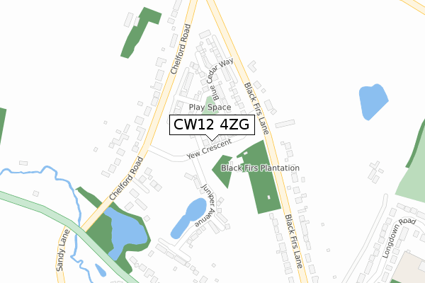 CW12 4ZG map - large scale - OS Open Zoomstack (Ordnance Survey)