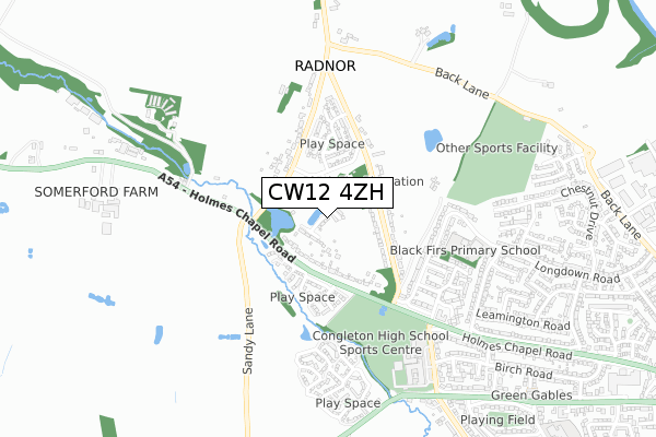 CW12 4ZH map - small scale - OS Open Zoomstack (Ordnance Survey)