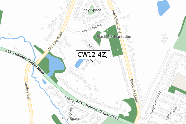 CW12 4ZJ map - large scale - OS Open Zoomstack (Ordnance Survey)