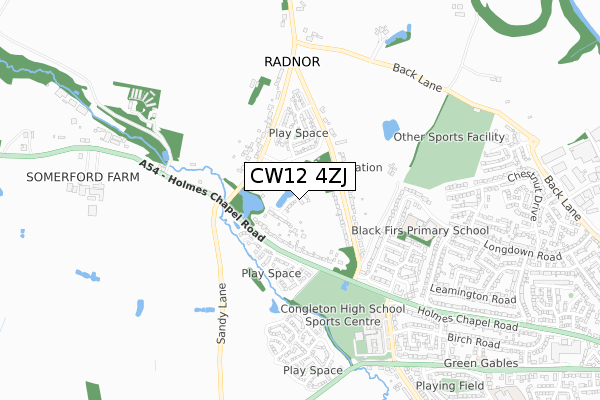 CW12 4ZJ map - small scale - OS Open Zoomstack (Ordnance Survey)