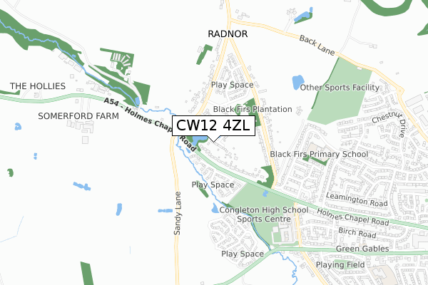 CW12 4ZL map - small scale - OS Open Zoomstack (Ordnance Survey)