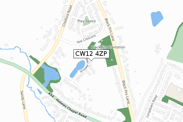 CW12 4ZP map - large scale - OS Open Zoomstack (Ordnance Survey)