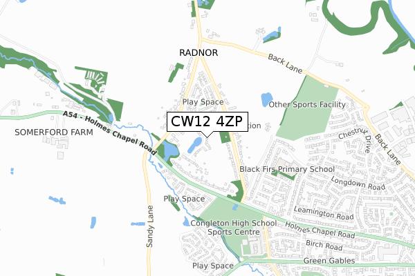 CW12 4ZP map - small scale - OS Open Zoomstack (Ordnance Survey)