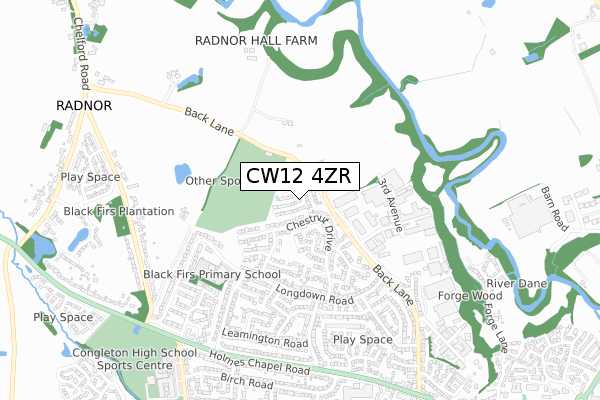 CW12 4ZR map - small scale - OS Open Zoomstack (Ordnance Survey)