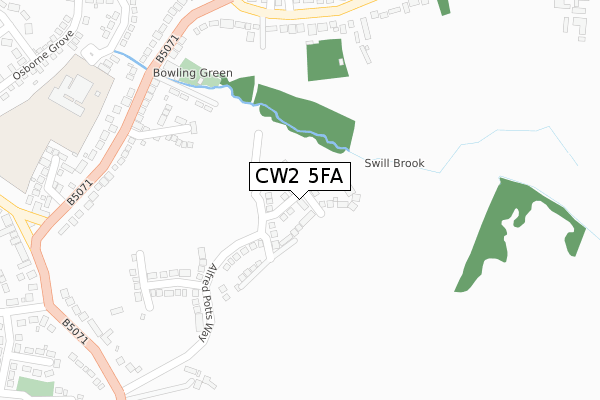 CW2 5FA map - large scale - OS Open Zoomstack (Ordnance Survey)