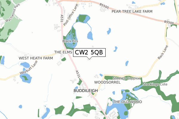 CW2 5QB map - small scale - OS Open Zoomstack (Ordnance Survey)